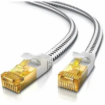 Primewire Flachbandpatchkabel CAT 7 mit Braiding, Gigabit Ethernet LAN Kabel 10 Gbit/s U/FTP PIMF, Netzwerkkabel - 20m