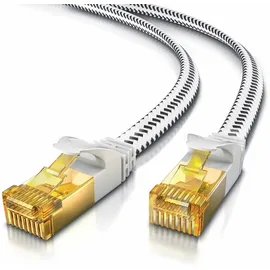 Primewire Flachbandpatchkabel CAT 7 mit Braiding, Gigabit Ethernet LAN Kabel 10 Gbit/s U/FTP PIMF, Netzwerkkabel - 20m