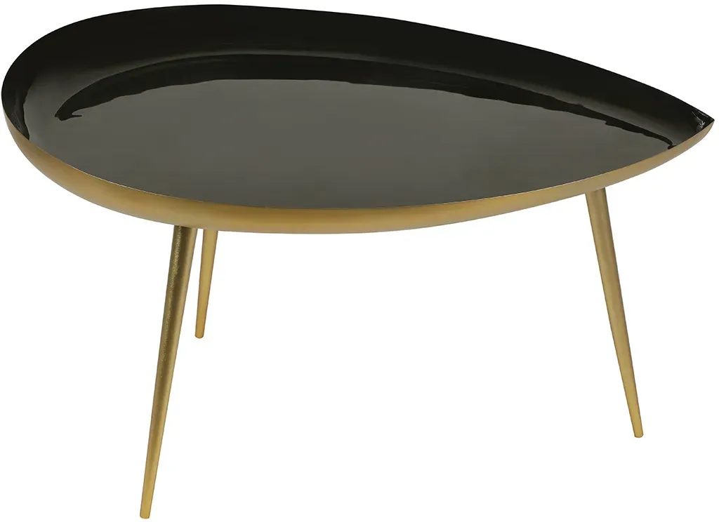 Table basse design en acier laqué noir et doré L80 cm DROP