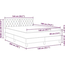 vidaXL LED Boxspringbett mit Matratze Dunkelgrün 140 x 190 cm Samt