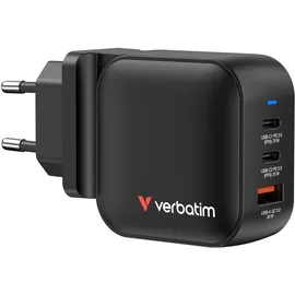 Verbatim Mini GaN Charger 70W 2xUSB-C PD, 1xUSB-A QC 3.0 32229