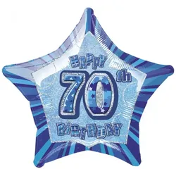 70. Geburtstag Folienballon Stern blau