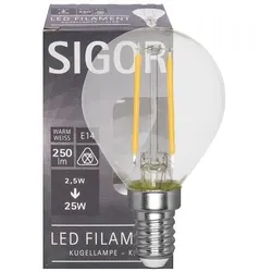 SIGOR LED-Filament-Lampe Tropfen-Form klar E142700K