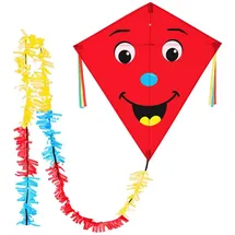 Wolkenstürmer Kinderdrachen Eddy Smile (rot), Einleinerdrachen - flugfertig inkl. Schnur rot 75 CM