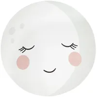 Paco Home Kinderteppich, Teppich Kinderzimmer Spielmatte Mond Motiv Creme, Weiß 80 cm, Rund