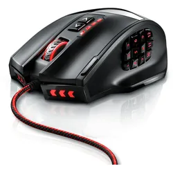 Titanwolf Gaming-Maus kabelgebunden 1000 dpi, USB MMO Mouse mit 16400dpi, 18 programmierbare Tasten, Gewichte