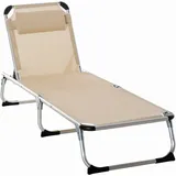 Gartenliege Alu 4-fach Verstellbar Faltbar Ergonomisch, Netzstoff Beige 170x60x76cm Für Garten & Terrasse