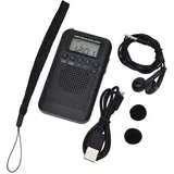 Tragbares Mini-Taschenradio mit Lautsprecher, DSP FM/AM Stereo Digitalempfänger mit Wecker und Timer (100 x 60 x 15 mm, Schwarz)