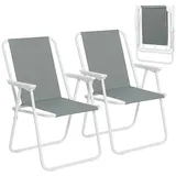 Woltu Campingstuhl Faltbar, 2er Set, Faltstuhl Klappstuhl Komfortable, Angelstuhl Ultraleichter mit Armlehnen für Picknick, Outdoor, Wandern, Garten,