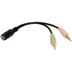 LogiLink Audio Klinken Adapter 4-polig 3,5 mm Buchse auf 2x 3,5 Stecker