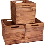 Kistenkolli Altes Land 3er set Holzkiste Vintage Ocker passend für Kallax und Expeditregale Einschubbox