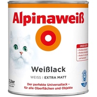 Alpinaweiß 2 Liter Weißlack Premium Weiß Extra Matt 2in1 Grundierung & Lack, Acryllack