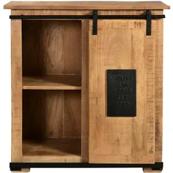 SIT Möbel Kommode | 1 Schiebetür | 4 Schubladen | Mango | Serie NAMUR | B 77 x T 38 x H 80 cm | natur mit antikschwarzen Beschlägen