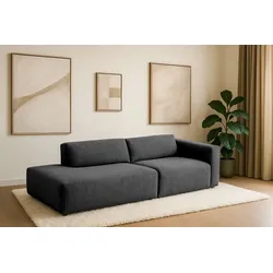 2-Sitzer ANDAS "Noord", grau (anthrazit), B:227cm H:71cm T:96cm, 100% Polyester, Sofas, Cord, Struktur, Webstoff, mit Wellenunterfederung, Massivholzrahmen