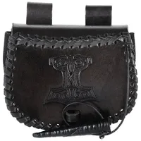 Battle Merchant Kostüm Kleine Gürteltasche aus Leder mit Thorshammer-Prägung,