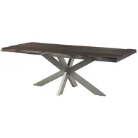 MASSIVMOEBEL24.DE Baumtisch Mango 180x90x77 grau lackiert / Kreuzgestell silber