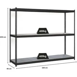 Proregal Schwerlastregal Metall 200x150x45 cm Anthrazit