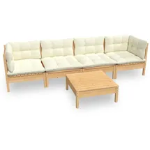 vidaXL Garten-Lounge-Set 5-tlg. creme Kiefer