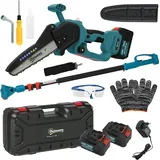 Outsunny 2-in-1 Mini Kettensäge 580W mit Akku 8000mAh Sicherheitsverriegelung 8 Zoll Handkettensäge Elektro Motorsäge für Gartenscheren Astschere Holzschneidenz   Aosom