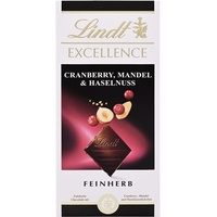 Lindt EXCELLENCE Cranberry, Mandel & Haselnuss - Feinherbe Schokolade | 100 g Tafel | Mit Cranberry-, Mandel- & Haselnuss-Stückchen | Intensiver Kakao-Geschmack | Dunkle Schokolade