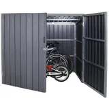 WPC-Fahrradgarage MCW-J29, Geräteschuppen Fahrradbox, Metall Holzoptik abschließbar ~ 4 Räder 172x213x160cm grau