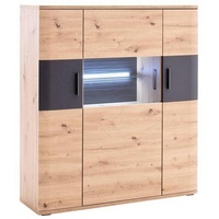 Livetastic Livetastic Highboard Anthrazit, Klar, Eichefarben - Balkeneiche /