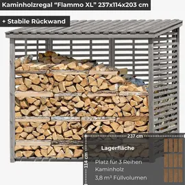 Delta Gartenholz Kaminholzregal Außen Holz 237 x 114 x 203 cm Grau