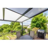 Gutta Terrassendach Premium 914 x 506 cm anthrazit/polycarbonat weiß gestreift