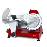 h.koenig Elektrischer Aufschnittmaschine MSX224, professionell, präzise, Schnittstärke 0-12 mm, italienische Klinge 20 cm, integrierter Messerschärfer, breite Platte, 282 U/min, rot