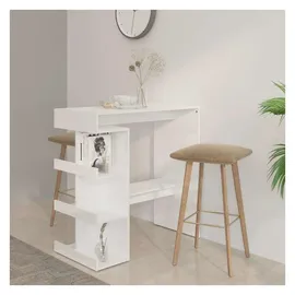 vidaXL Bartisch mit Regal 100 x 50 x 101,5 cm Hochglanz-Weiß