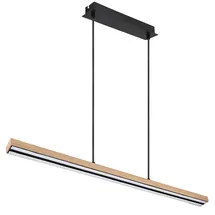 GLOBO Holzleuchte Pendellampe Led Esstisch Pendelleuchte Holz rustikal, 3 Stufen Memory Funktion, Holzoptik schwarz matt opal, 1x Led 30 Watt 1150 Lumen warmweiß, Hxlxb 120x101x7,5cm