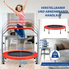 Costway φ101cm Mini Trampolin, faltbar, Kindertrampolin mit Haltegriff, - rot