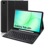 AGARELE Tastatur Hülle für Samsung Galaxy Tab A11+ Plus 11 Zoll 2025 / Tab A9+ Plus 11 Zoll 2023 Tablet, Magnetisch Abnehmbarer Deutscher Bluetooth Tastatur, Keyboard Cover mit Stiftschlitz (Schwarz)