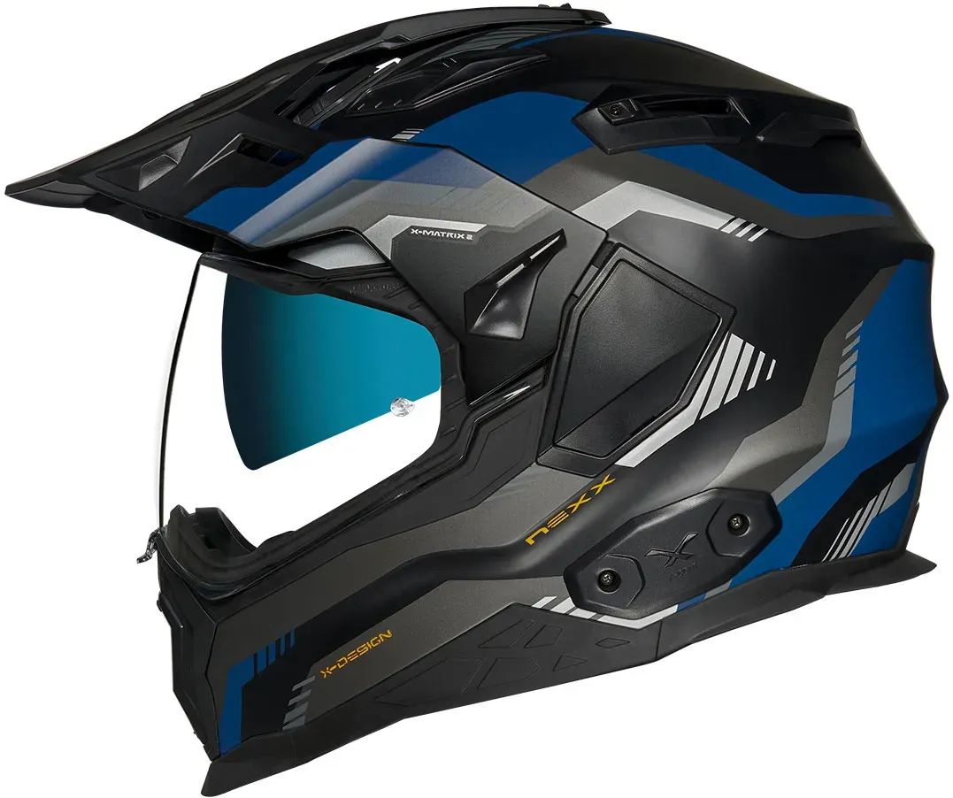 Nexx X.WED 2 Columbus, casque d enduro - Mat Noir/Gris/Bleu Foncé - L
