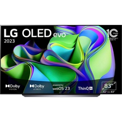 LG OLED83C37LA OLED-Fernseher (210 cm/83 Zoll, 4K Ultra HD, Smart-TV, OLED evo, bis zu 120 Hz, α9 Gen6 4K AI-Prozessor, Twin Triple Tuner) silberfarben