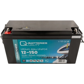 Quality Batteries Q-Batteries Lithium Akku 12-150 12,8V 150Ah 1920Wh LiFePO4 Batterie mit Bluetoot...