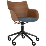 Kartell Q/WOOD Drehbarer Armlehnstuhl Soft - Schwarz Matt