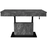 freiraum Couchtisch Lift, höhenverstellbar, keramik optik grau / schwarz - 110x58/77x60 (BxHxT) grau|schwarz