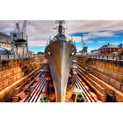 Fototapete PAPERMOON "Schiff im hafen", bunt, B:4,00m L:2,60m, Vlies, Tapeten