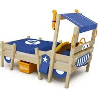 Wickey Kinderbett Hausbett CrAzY Sparky Pro -Plane Holzbett 90 x 200 cm - blau - Blau