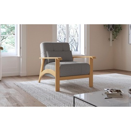 sit&more Sessel »Billund«, Armlehnen aus eichefarbigem Buchenholz, verschiedene Bezüge und Farben grau