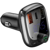 Baseus Car Charger Bluetooth FM Transmitter S-13, BT. 5.0, 10m Range, USB-A QC 12V/ 2.4A, USB-A 5V/ 1.5A, Type-C 12V/ 2.4A, Black (CCMT000101)