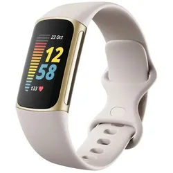Fitbit Charge 5 Fitness-Tracker, Lunar White/Soft Gold, inkl. GPS - Neu