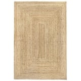 HAMID Jute Teppich, Alhambra Teppich Handgewebt 100% Naturfaser de Jute, Wohnzimmer, Schlafzimmer, Flurteppich, Farbe Natur (220x360cm)