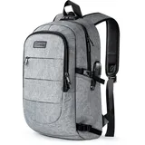 Tzowla Laptop Rucksack Herren und Damen,Reiserucksack wasserdicht Anti-Diebstahl mit USB Ladeanschluss und Schloss fur 17,3 Zoll Notebook,Schmaler Business Arbeits Uni Lässiger Tagesrucksack-Grau