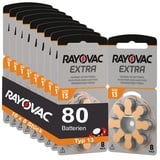 80 Hörgerätebatterien Rayovac Extra Typ 13 10x8 Stück Hörgerätbatterie