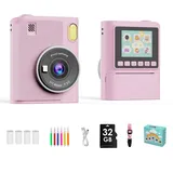 Kinderkamera Kinder Digitalkamera mit 1080P HD, 32GB Karte und DruckerPapier, 3,15-Zoll-Bildschirm,Spielen, Musik, Kinder Kamera Geschenke für Geburtstag Weihnachten, Spielzeug für Mädchen Jungen