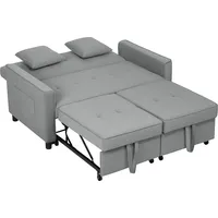 HOMCOM Schlafsofa, 2-Sitzer Sofa mit Schlaffunktion, Verstellbare Rückenlehne, Couch mit Kissen, Samtoptik, L-förmige Schlafcouch mit Bettkasten, Rollen für Wohnzimmer, Gästezimmer, Grau   Aosom