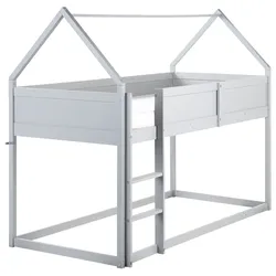 Halbhochbett Haus Kiefernholz DIENNE 90 x 200 cm Grau