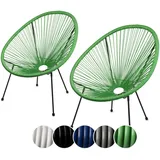 sunnypillow 2er Set Acapulco Gartenstühle - gemütlicher Loungesessel für Wohnzimmer, Terrasse, Garten, Balkon Sessel Stuhl - Korbsessel Gartensessel im Retro Design - Outdoor/Indoor - Grün
